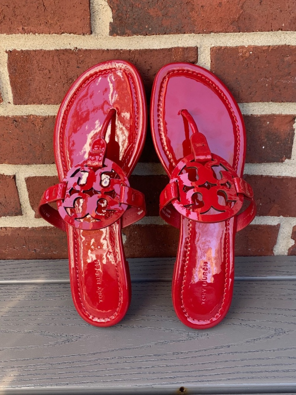 Tory Burch Miller Sandals in Red Patent Leather
